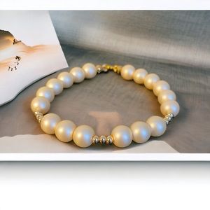 18K Gold Plate Pink Glass Beaded Bracelet NWT